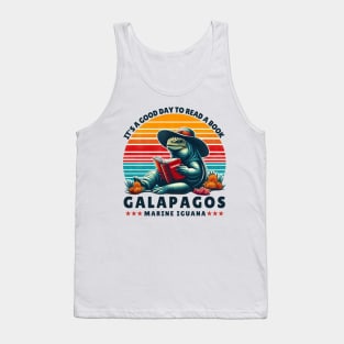 Galapagos marine iguana reading a book Tank Top